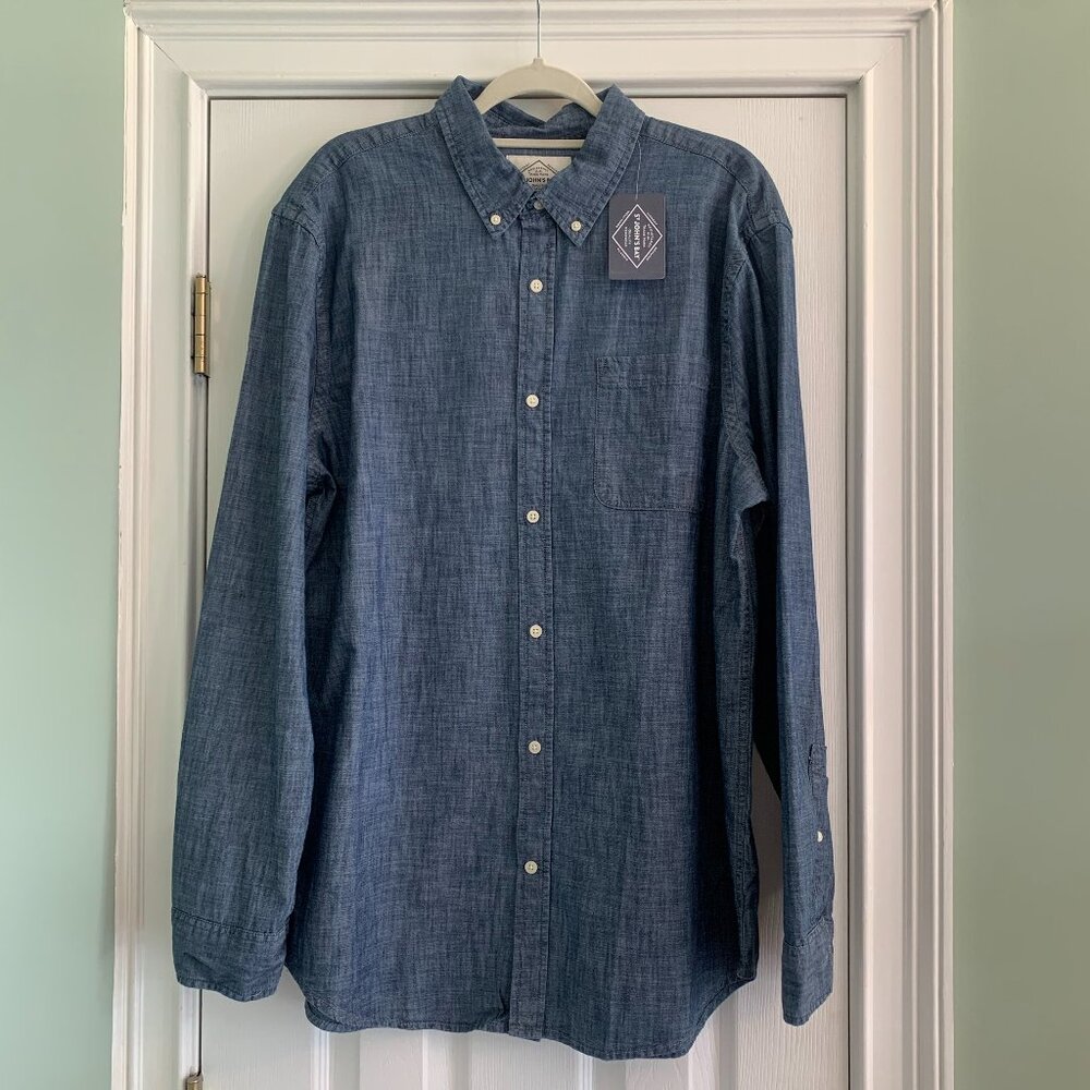 Men's Long Sleeve St John Bay Shirt  XL Blue NWT